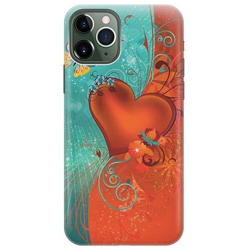 фото Ультратонкий силиконовый чехол-накладка для apple iphone 11 pro max с принтом "сердце и бабочка" gosso