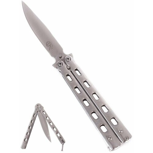 фото Нож- бабочка pirat a303a со стальной рукоятью, длина лезвия 8,9 см