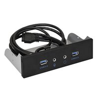 Планка USB на переднюю панель ExeGate U5H-627, 5,25", 2*USB3.0+2*HD Audio, черная, металл, подсоед. к MB