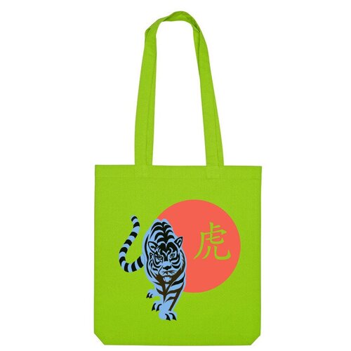 Сумка шоппер Us Basic, зеленый тигр 35х35 см оранжевый голубой