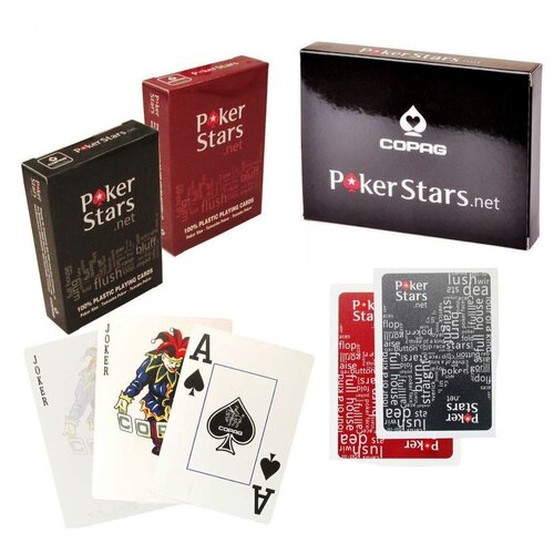 Карты Pokerstars 2 колоды по 54 карты пластиковые (комплект) 63*88мм карты игральные poker stars 100 %пластик 54 листа карты для покера настольная игра