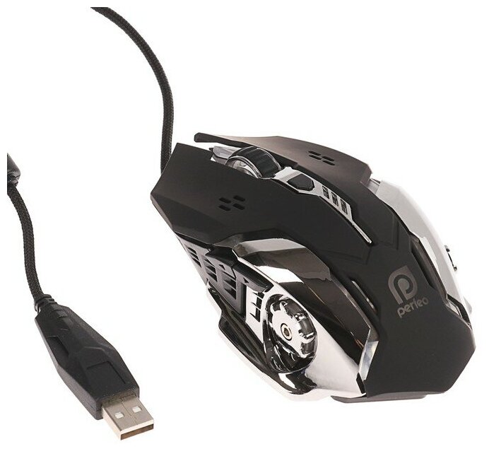 Мышь оптическая Perfeo "GALAXY", 6 кн, USB, чёрн, GAME DESIGN, подсветка 6 цвет.