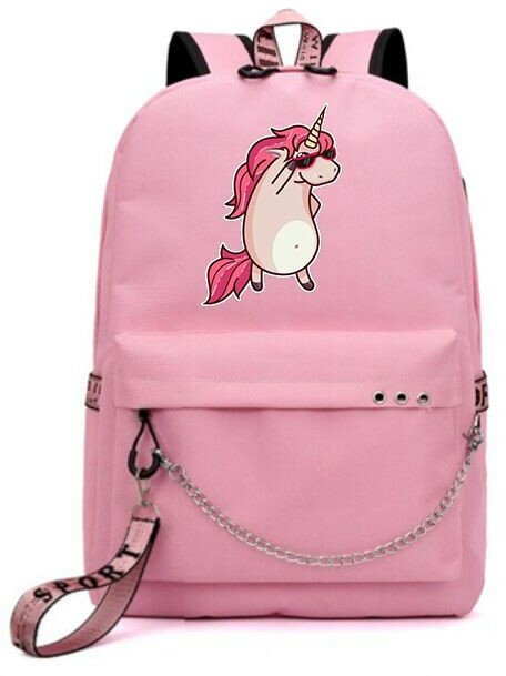 Рюкзак с Единорогом (Unicorn) розовый с цепью №6