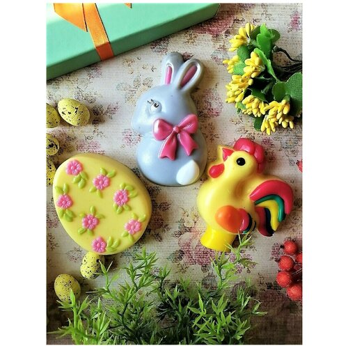 Набор пластиковых форм для мыловарения к Пасхе  Кролик с бантом, Яйцо в цветочек , Петушок набор пластиковых форм для мыла на пасху петушок кролик розы хв
