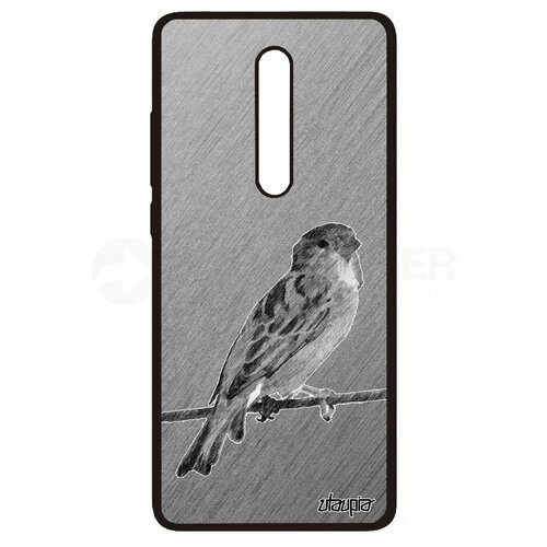 фото Красивый чехол на мобильный // xiaomi mi 9t // "воробей" дизайн городской, utaupia, серый