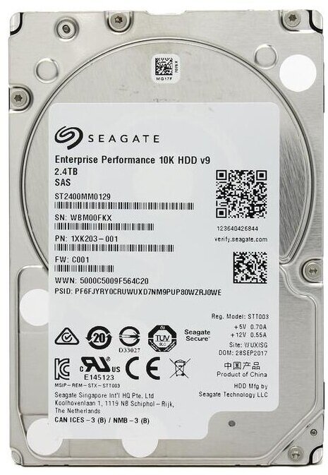 Жесткий диск Seagate Enterprise 2.4TB 12G 10K eMLC 512e SAS 256MB 2.5 [ST2400MM0129]