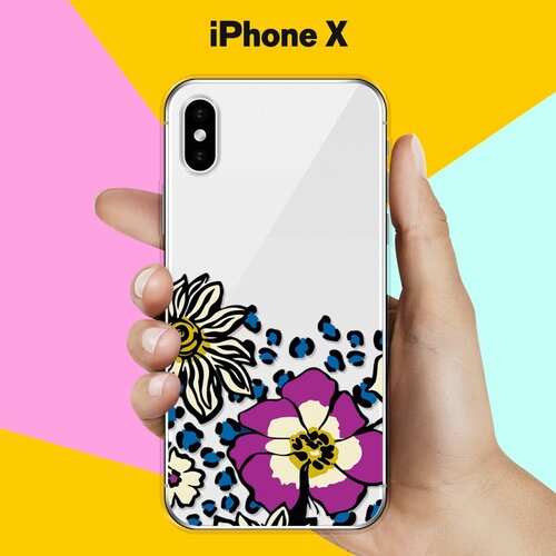 Силиконовый чехол Цветы с узором на Apple iPhone X