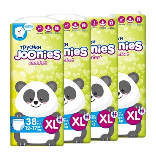 Joonies трусики Comfort XL, 12-17 кг, 38 шт., 4 уп. joonies трусики premium soft xl 12 17 кг 38 шт 4 уп белый