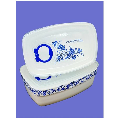 Набор из 2-х герметичных ланч-боксов с цветочным рисунком (В-329) 1200+500мл