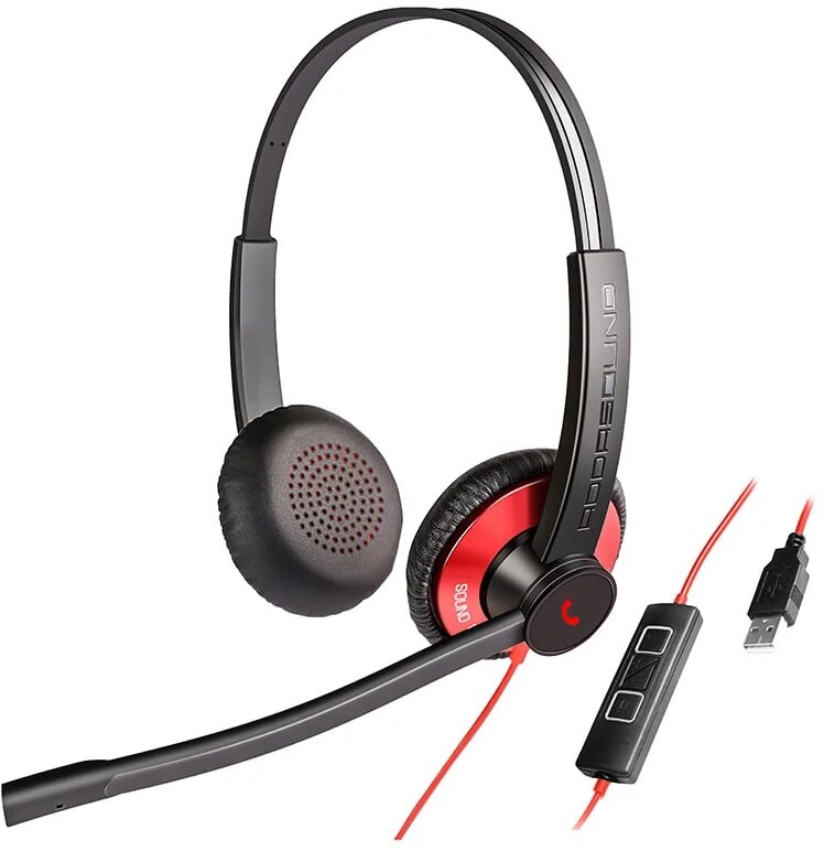 Наушники с микрофоном для компьютера Addasound Epic 512, USB-A, UC, цвет черно-красный (ADD-EPIC-512-R)
