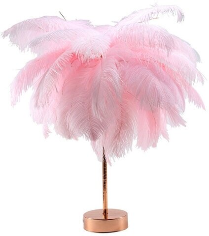 Настольный светильник, перьевой, светодиодный, ночник, декоративный, розовое перо - фотография № 6