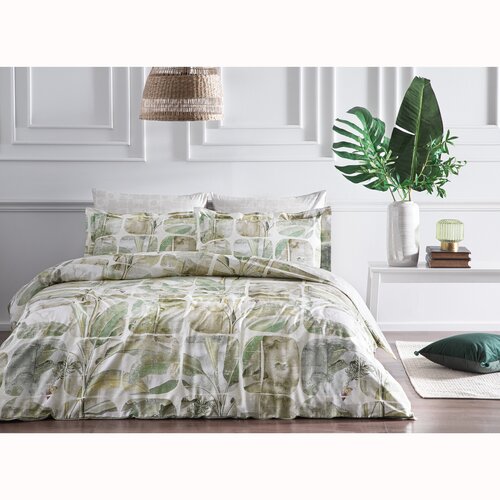 Комплект постельного белья Linens Saten Clover, 1.5-спальное, сатин, зеленый