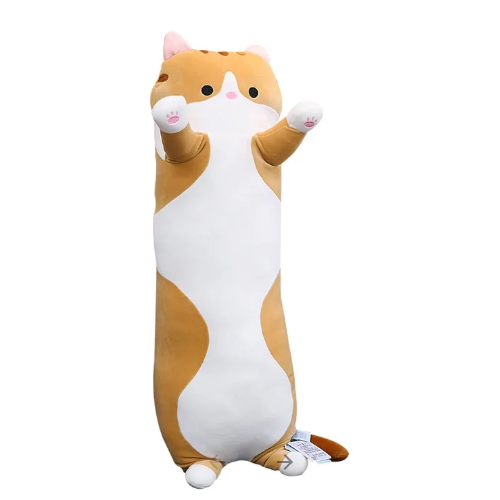 фото Мягкая игрушка- подушка "обнимашки от котейки", кот- батон 90 см, рыжий кот wellywell