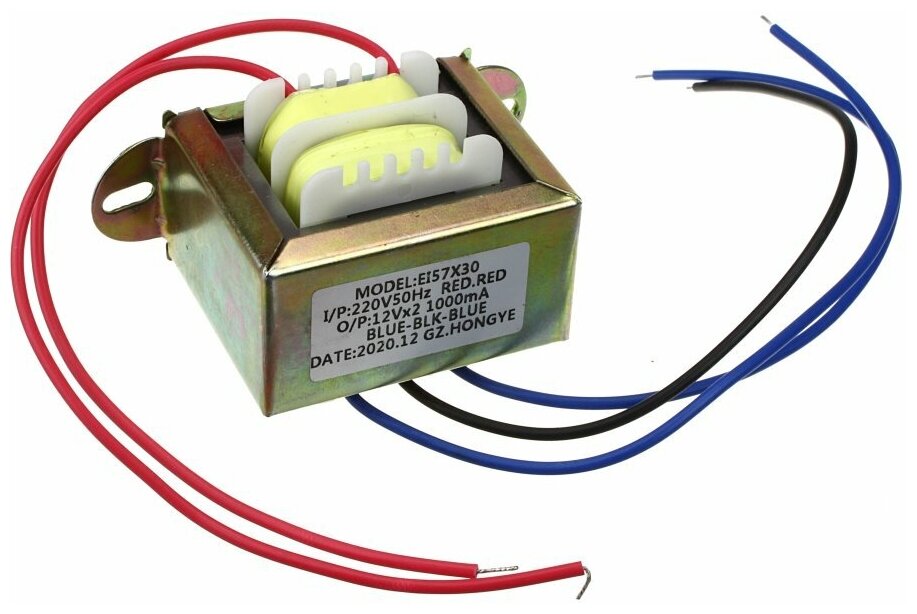 Трансформатор 2*12В 1А низкочастотный, сетевой