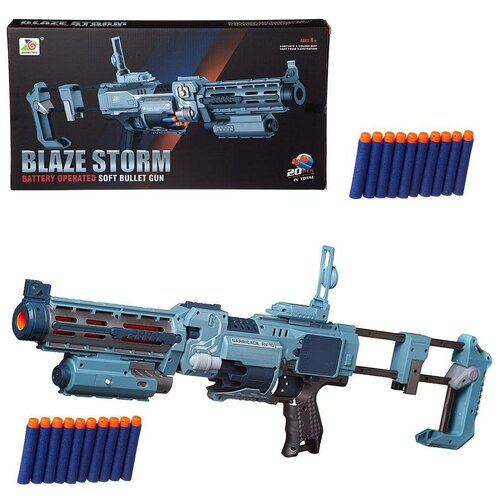 Бластер Junfa Toys Blaze Storm серый с 20 мягкими пулями, электромеханический автомат бластер blaze storm с мягкими пулями 40 шт 7051