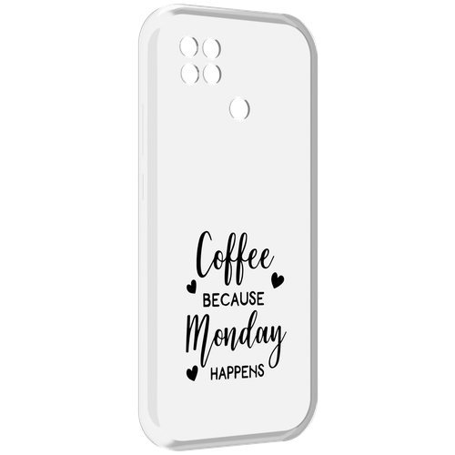 Чехол MyPads кофе и понедельник стал счастливым для Poco C40 задняя-панель-накладка-бампер