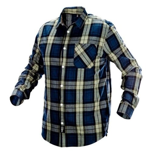 Фланелевая рубашка, оливково-синяя, размер XL