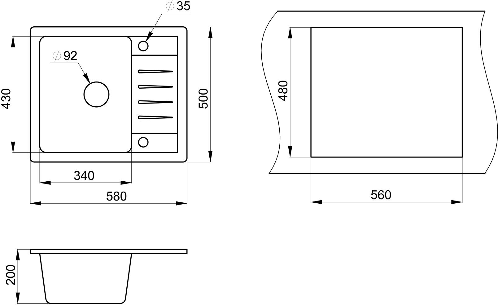 Кухонная мойка Granula Standart ST-5803 графит - фотография № 3