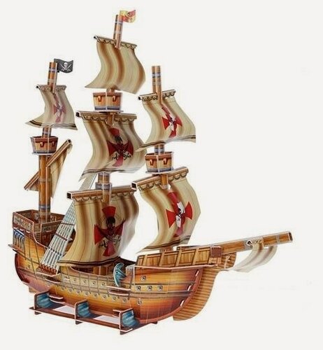 Изображение товара Zilipoo Картонный 3D-пазл "Пиратский корабль" (79 деталей)