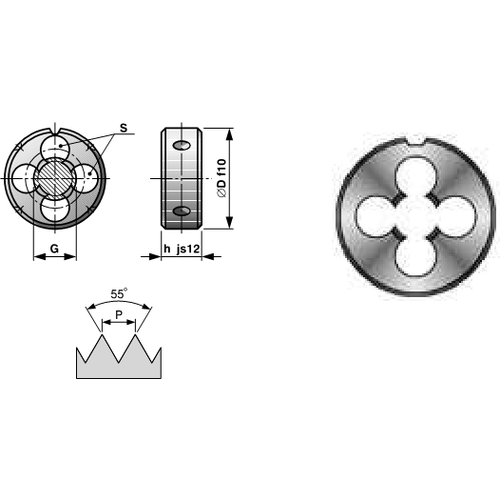 плашка трубная g 7 8 Плашка, трубная резьба HSS G 3/8 дюйма Bucovice Tools 242380