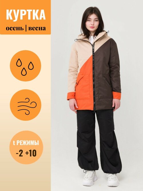 Куртка  Polyanka, размер XS-S (RU 42-44), коричневый, мультиколор