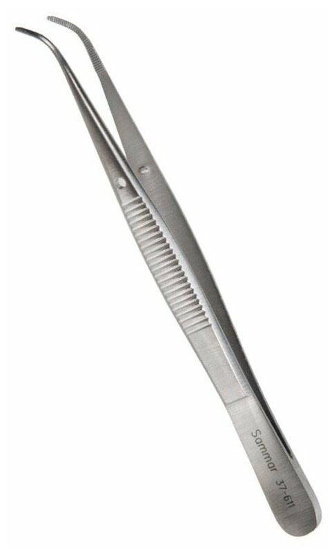 Tweezers / Пинцет изогнутый анатомический (медицинская сталь) 100х0,6 мм Sammar П-37-611