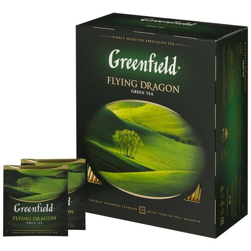Чай Greenfield Flying Dragon зеленый фольгир.100пак/уп 0585-09 , 3 шт.