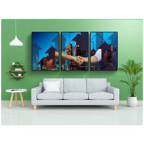 фото Набор модулных постеров для интерьера "стрелы, взлом роста, рукопожатие" 60x90 см. в тубусе, без рамки lotsprints