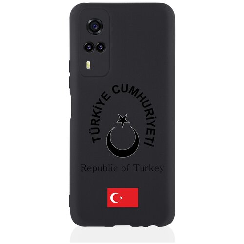 Черный силиконовый чехол для Vivo Y31/Y53S Черный лаковый Герб Турции