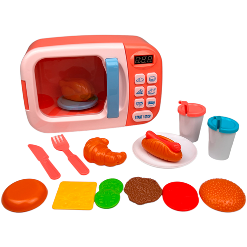 фото Игрушка бытовая техника микроволновая печка с аксессуарами для девочки / размер микроволновки 23 х 12 х 15,2 см / wy368-1 s+s toys
