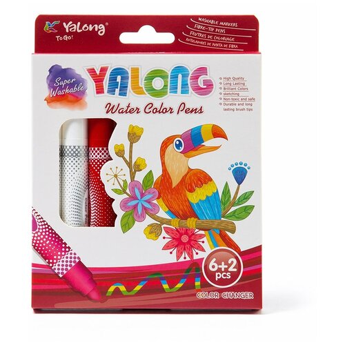 Yalong Фломастеры меняющие цвета утолщенные Parrot 8шт. (YL875151-8) yalong фломастеры двухсторонние разной толщины 2 5 5мм parrot 12 шт yl875131 12