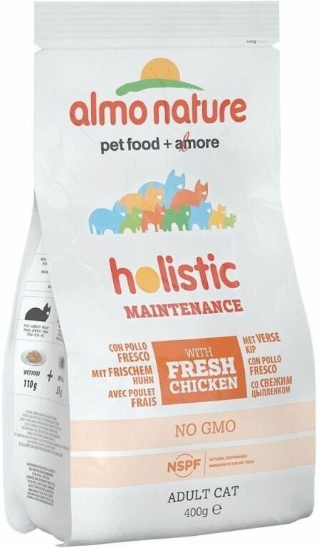 Almo Nature Holistic Adult Cat Chicken & Rice (400 г) Сухой корм для взрослых кошек с курицей и коричневым рисом