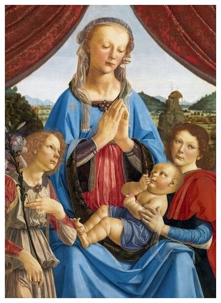 Репродукция на холсте Мадонна (The Virgin ) Леонардо да Винчи 30см. x 42см.