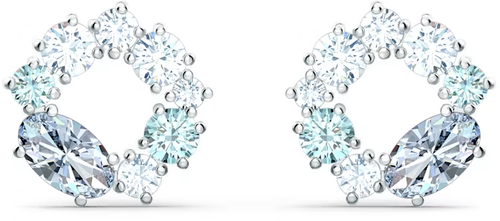 Серьги пусеты SWAROVSKI, кристаллы Swarovski, голубой, серебряный