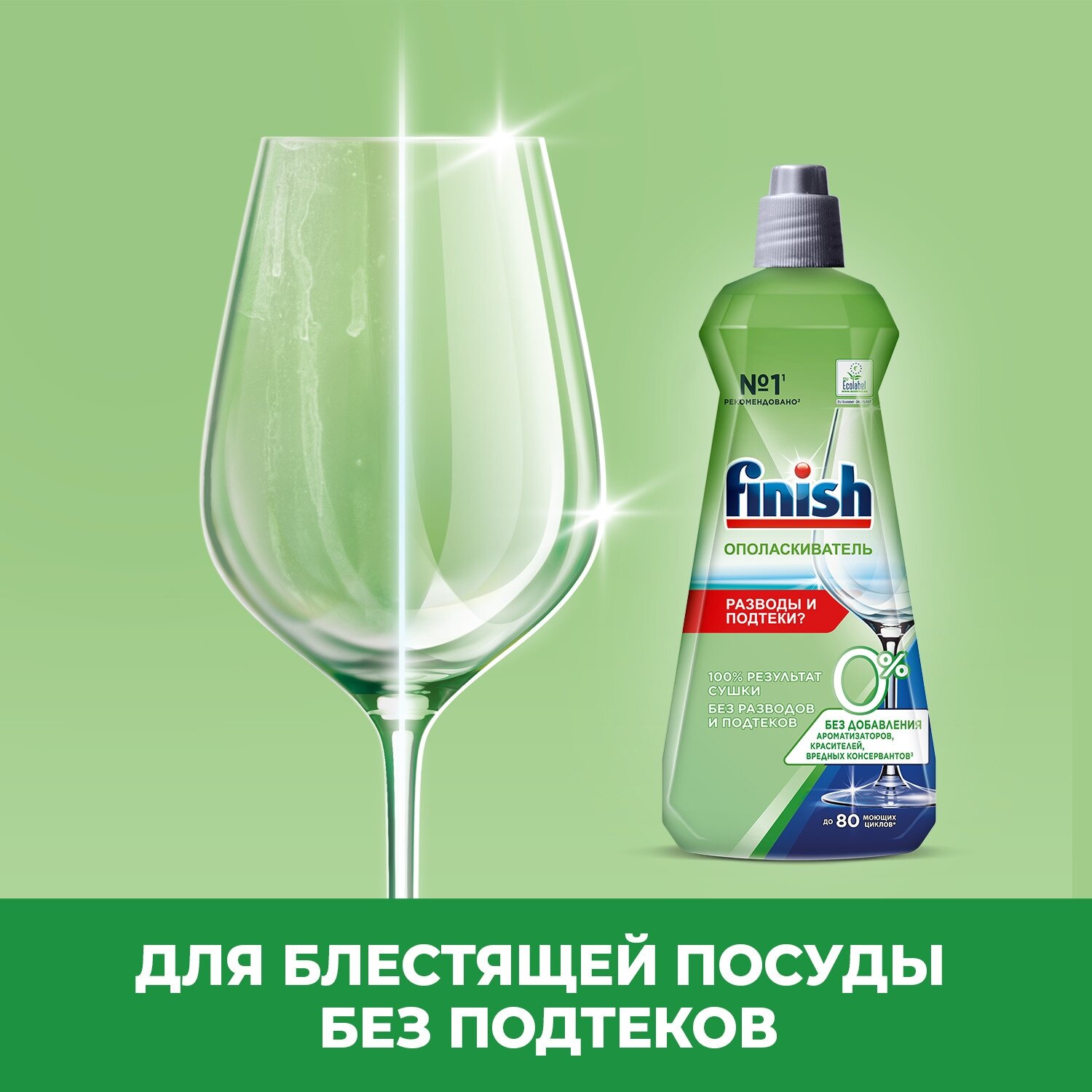 Ополаскиватель для посудомоечной машины Finish Green 0%