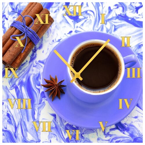 фото Svs настенные часы svs 3502308 кофе на фиолетовом блюдце