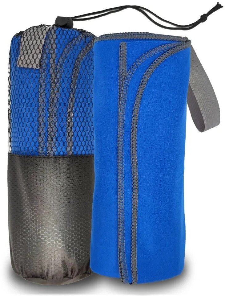 Полотенце спортивное для бассейна 60x120 темно-синее с серебристым - фотография № 7