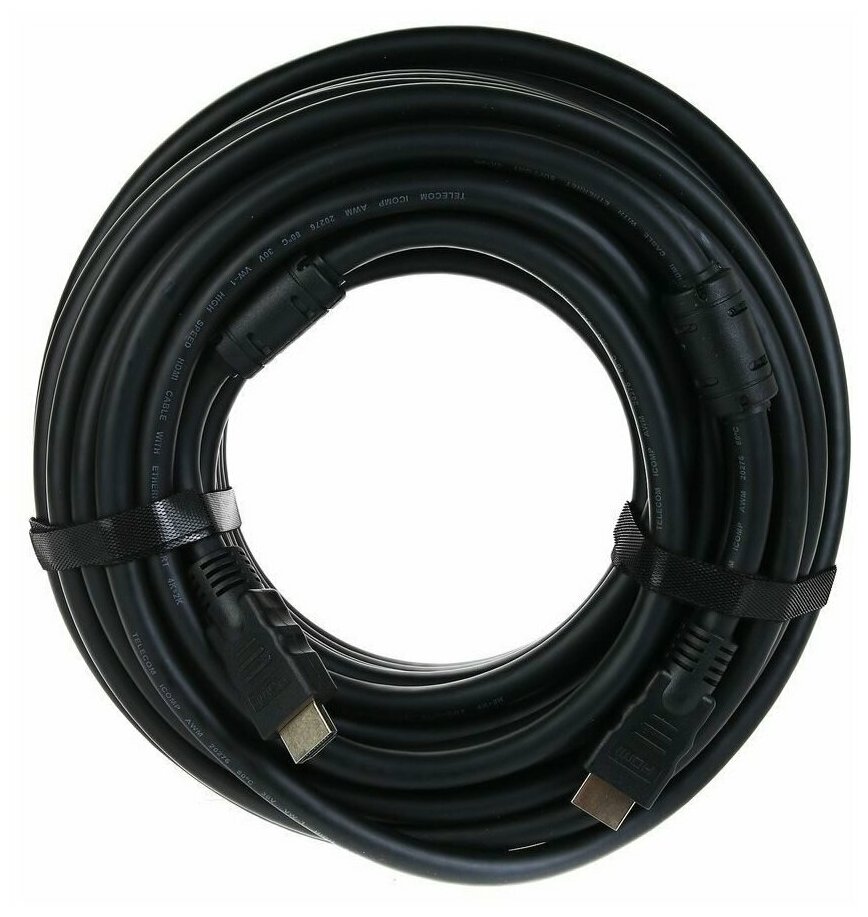 Кабель HDMI 20м TELECOM TCG200F-20M круглый черный - фото №1
