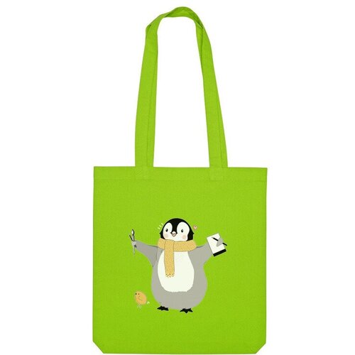 Сумка шоппер Us Basic, зеленый сумка пингвин художник и цыпленок белый