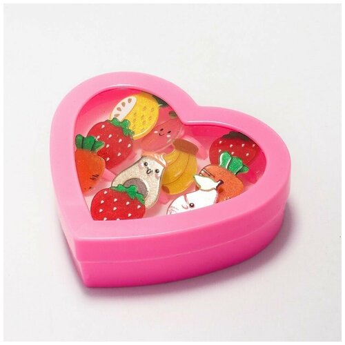 Бижу кольца детские - Фрукты и ягоды, разноцветные, пластиковые, 1 набор