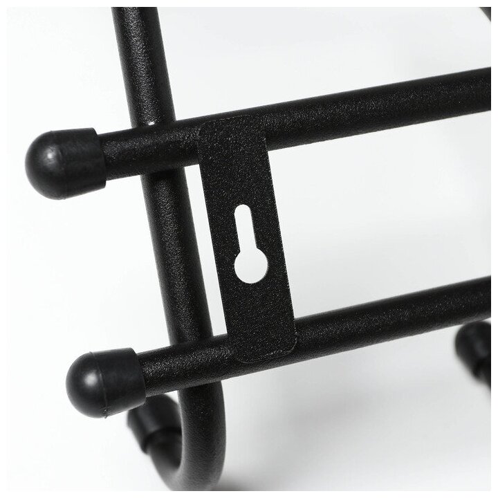 Вешалка настенная с полкой «Комфорт», 5 крючков, 41×20×10 см, цвет чёрный