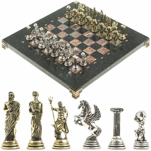 Шахматы Атлас доска 28х28 см из камня креноид змеевик 122695 шахматы царь леонид доска 28х28 см змеевик 126040