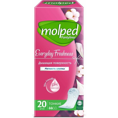 Ежедневные прокладки женские гигиенические MOLPED Everyday Freshness 20 шт прокладки ежедневные molped everyday freshness 2 капли 20 шт