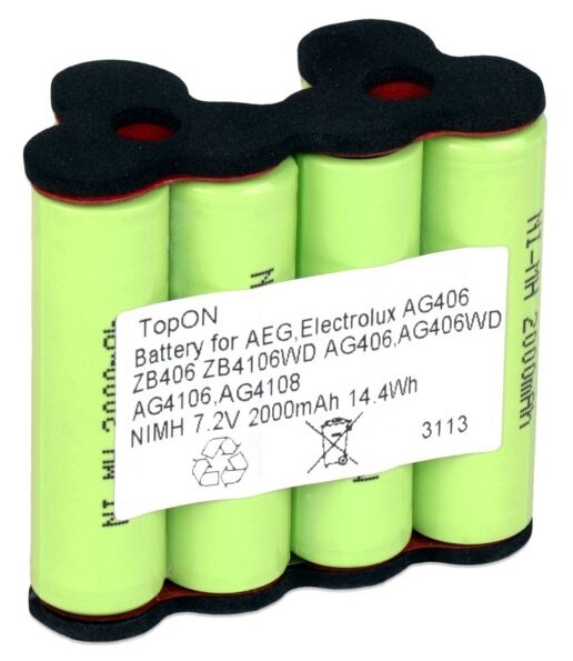 Аккумулятор для робота-пылесоса AEG, Electrolux AG406, ZB406 7.2V 2.0Ah (Li-ion) PN: CS-AGX406VX TopON - фото №1