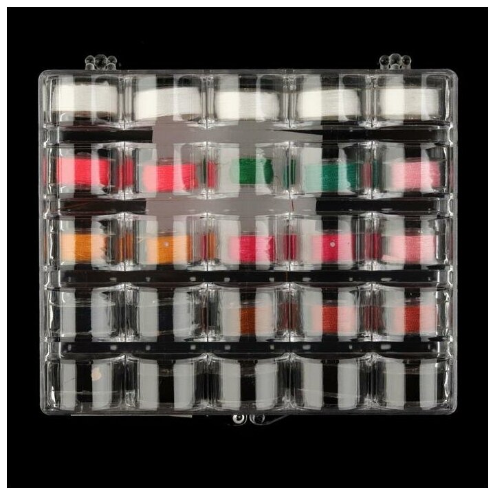 Набор шпулек с нитками в пластиковой коробке (25шт), цвет разноцветный АУ 1159432