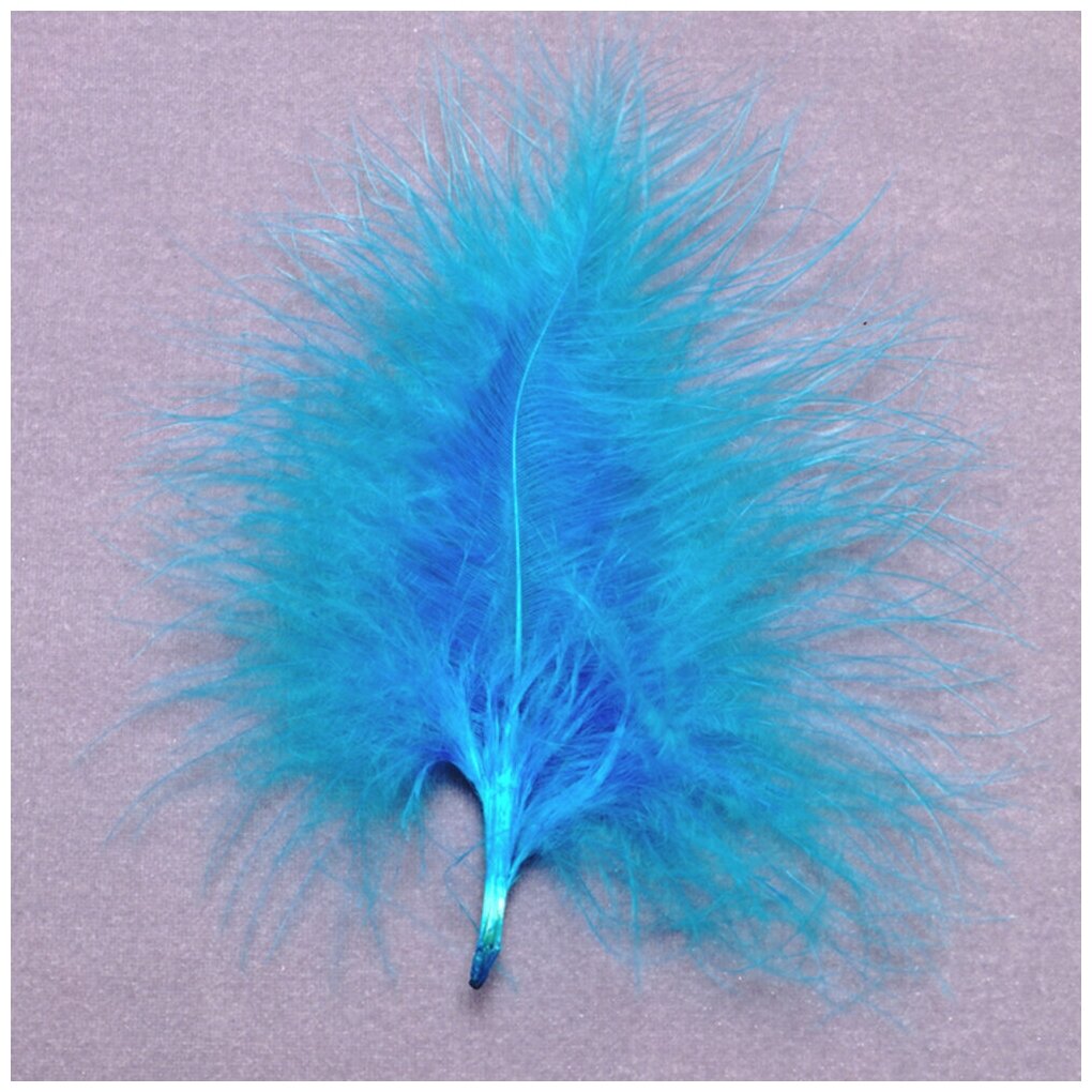 Перья индейки (натуральное перо) 12-18 см голубые 10 штук для рукоделия для украшения одежды для купальников для художественной гимнастики