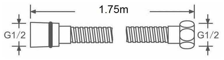 Ganzer шланг для душа Strong 1.75м, в мет. оплетке, растягивающийся, защита от пререкручивания, хром - фотография № 2