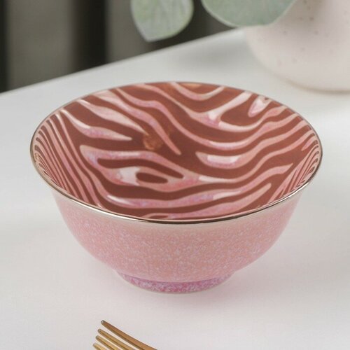 Миска керамическая «Тигр», 300 мл, 12,3×5,5 см, цвет розовый