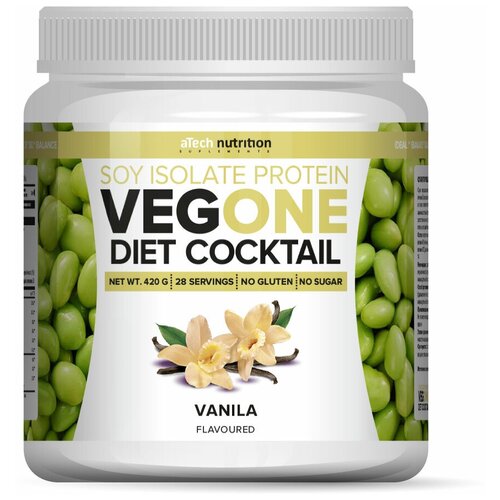 изолят соевого белка vegone со вкусом ванили тм atech nutrition 840гр Изолят соевого белка VEGONE со вкусом ванили ТМ aTech nutrition 420гр