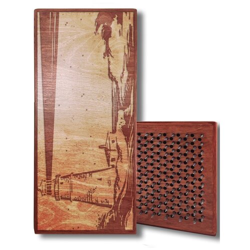 фото Доска садху белая пейзаж - 255, размер 31x14, шаг гвоздей 10 мм чакра